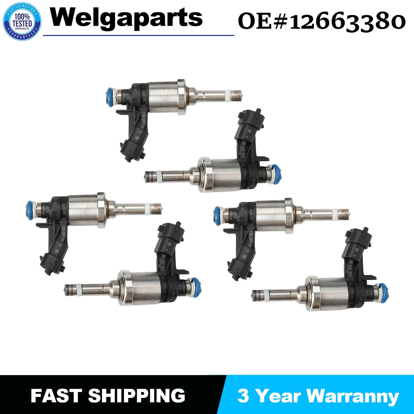 Set of Fuel Injectors 612663380 for GMC for Chevy Traverse for Buick Enclave 3.6L 12-17
