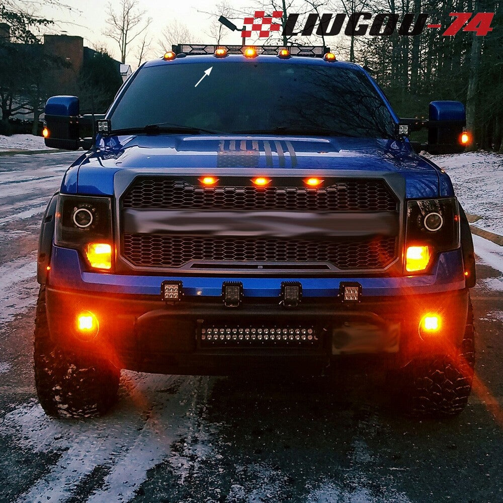 5-Piece Smoked Roof Cab Light Kit with 9 Amber LED Marker Lights Suitable for Trucks and SUVs - new