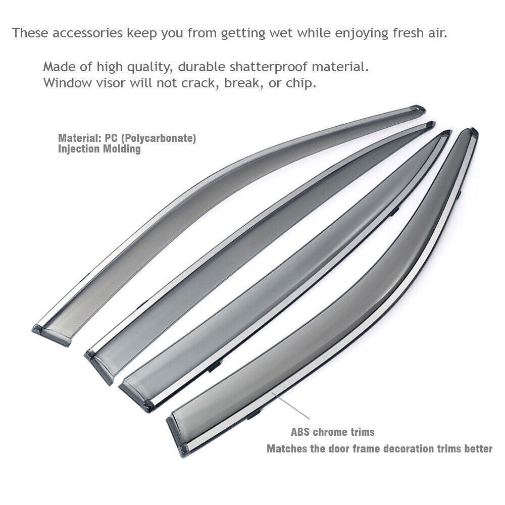 4X Sun Shield Rain Guard Window Visor Wind Deflector for 24-2025 for Ford Ranger 4dr