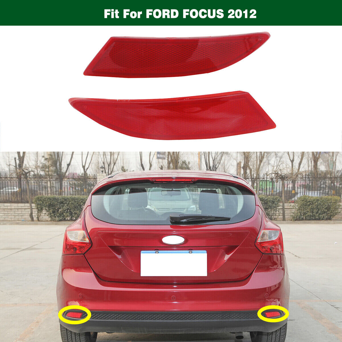 1Pair Rear bumper reflector lights Fit for Ford Focus 3 2012-2014 Sedan 4door