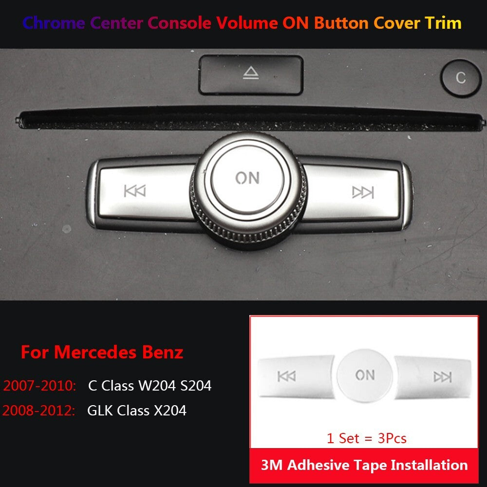 3Pcs for Mercedes-Benz C GLK W204 X204 Auto Car Console Volume Switch Cover Trim