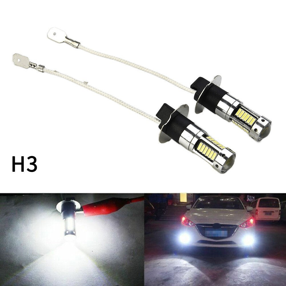 Fog Light DC 12V-24V Accessory Replacement 1Pair H3 LED Bulbs Conversion