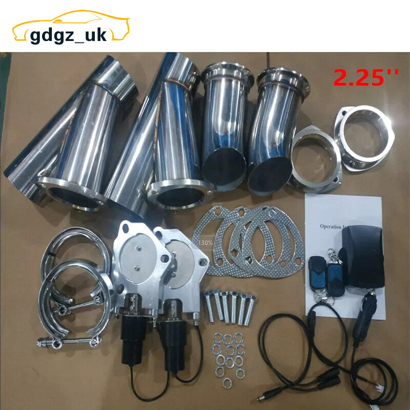 2.25 Double Electric Exhaust E-Valve Control Motor Y Pipe kit w/ Remote Switch
