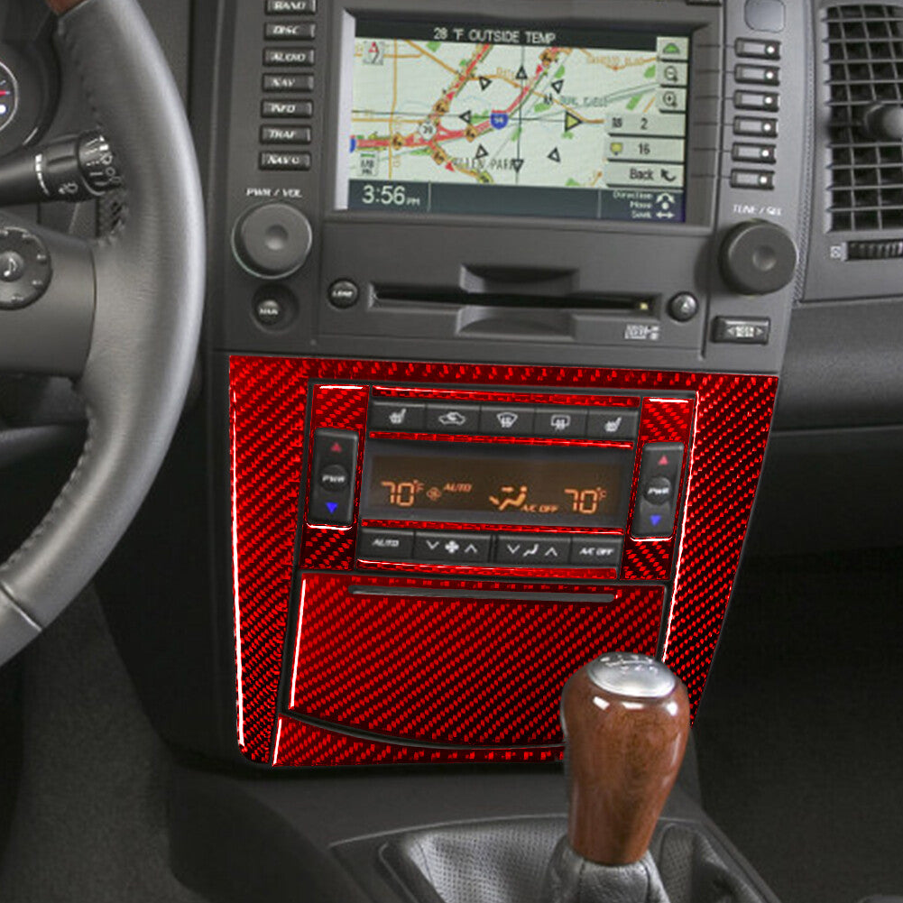 9X Red Carbon Fiber Climate Control Panel Cover Trim for Cadillac CTS 2003-2007