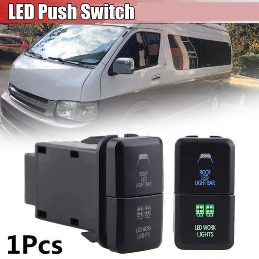 Car Dual LED Light Bar Blue/Green On-Off Push Switch For Prado Reiz Hilux Button