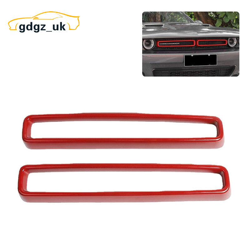 2pc Front Grille Radiator Grille Inserts Grillwork Trim for Dodge for Challenger Red