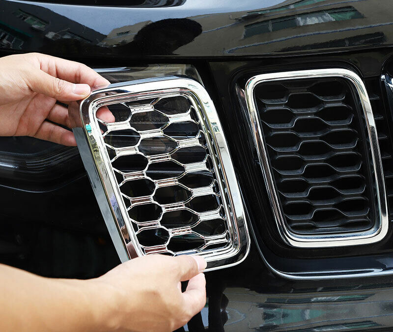 7P for Jeep Grand Cherokee 2017-2021 Chrome Front Grille Mesh Grill Insert Cover