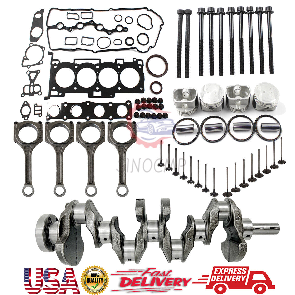 G4KD Engine Overhaul Rebuild Kit Crankshaft 23111-2G010 Head Bolts for Hyundai