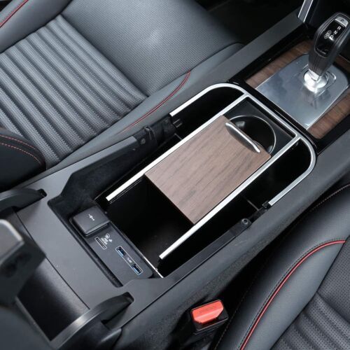 Center Console Armrest Storage Box For LR Discovery Sport Wood Grain 2020-2023