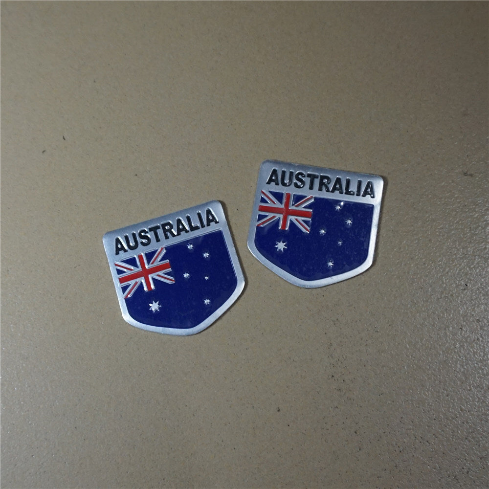 2x AUSTRALIA Flag Small Metal Badge Decal Sticker Emblem Sports Engine Car Motor