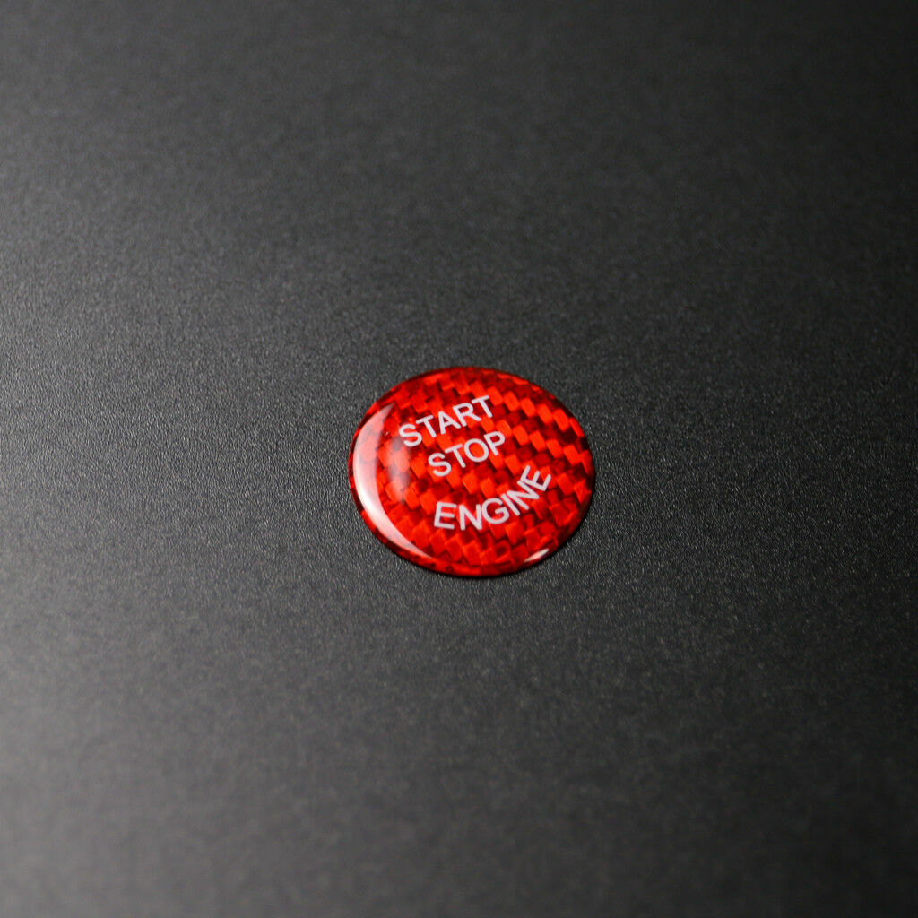 Red Carbon Fiber Start Stop Engine Button Cover for BMW E90 E92 E60 E84 E83