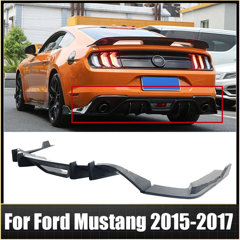 for Ford for Mustang 2015-2017 Rear Bumper Diffuser+Apron Spats Splitter Gloss Black