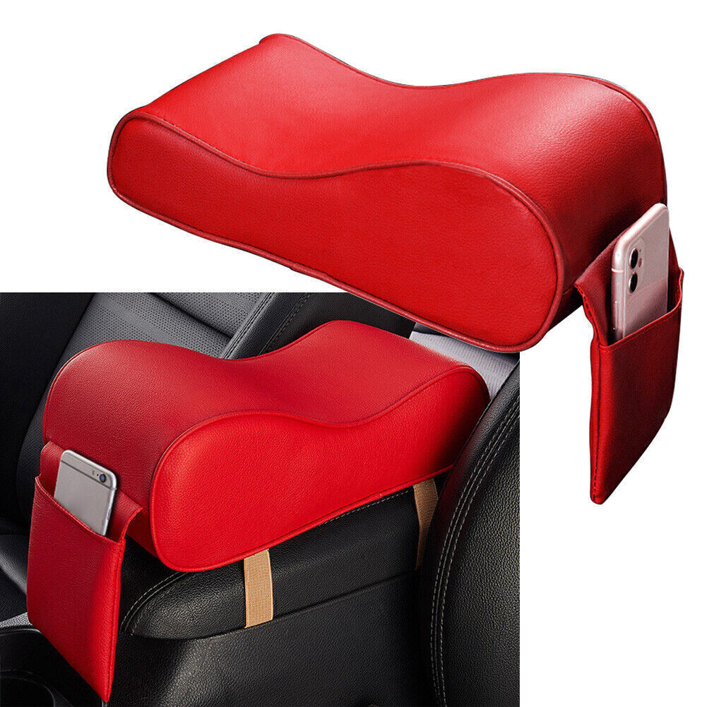 Red Universal Car SUV PU Memory Foam Console Armrest Box Cushion Pad Mat