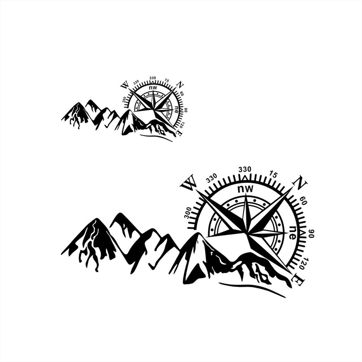 Compass Navigation Mountain Sticker Decal For DIY Offroad Car Body Door Decor