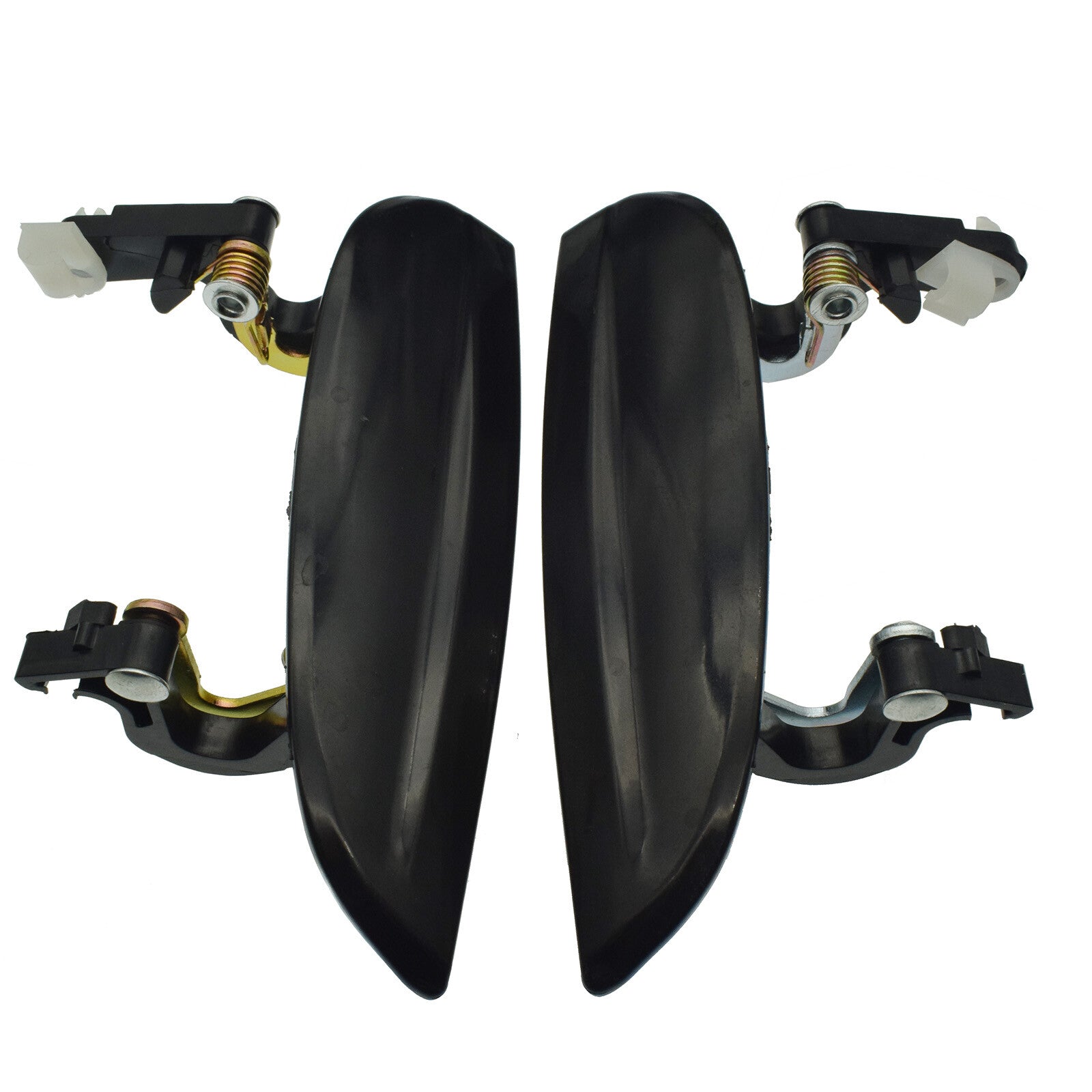 A pair of black front left and right exterior door handles for 2003-2005 for Kia Rio