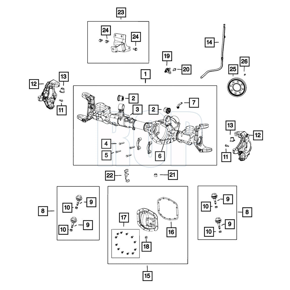 FIT FOR 2018-2022 for WRANGLER FRONT AXLE HOUSING JL 205MM NEW 68388729AA 68387729AB