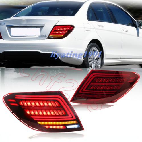 Suitable for Mercedes-Benz W204, C300, C250, C63 (2007-2014), red LED left + right rear taillights (pair).