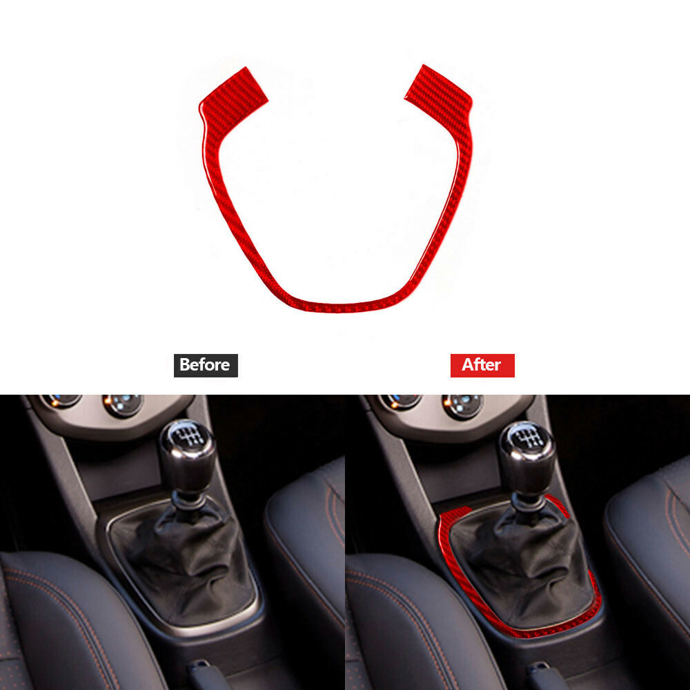 Red Carbon Fiber Manual Gear Shift Panel Cover Trim for Chevrolet Sonic 2012-16