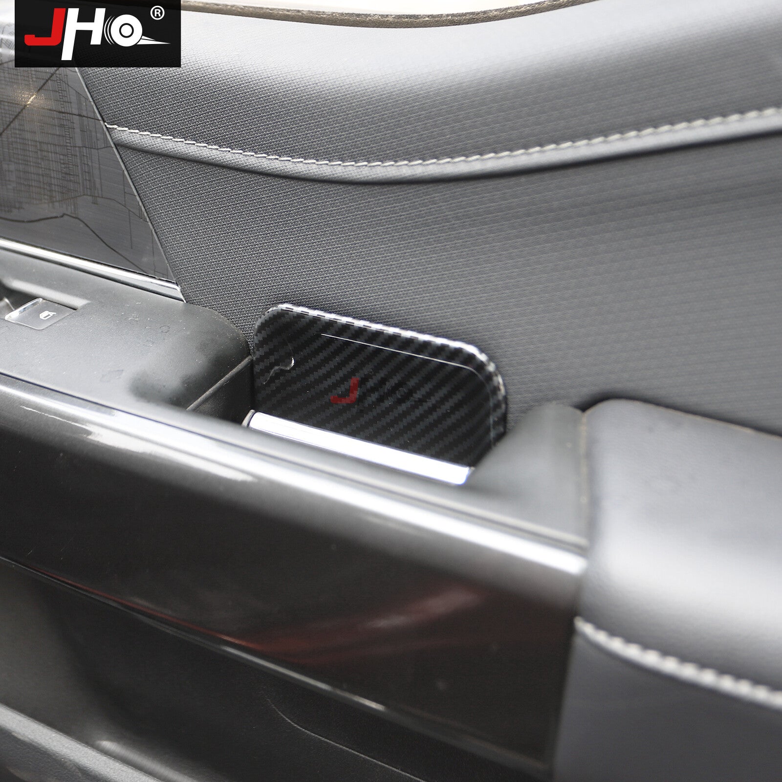 4x Carbon Fiber Inner Door Handle Bowl Cover Trim Decor Black for Ford F150 2021
