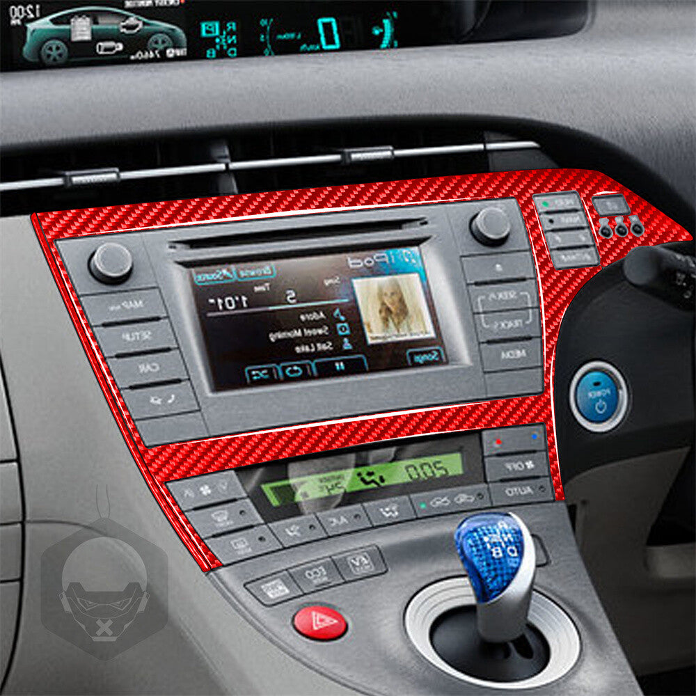 For Toyot@ Prius 2012-15 RHD Radio CD Player Screen Panel Cover Red Carbon Fiber