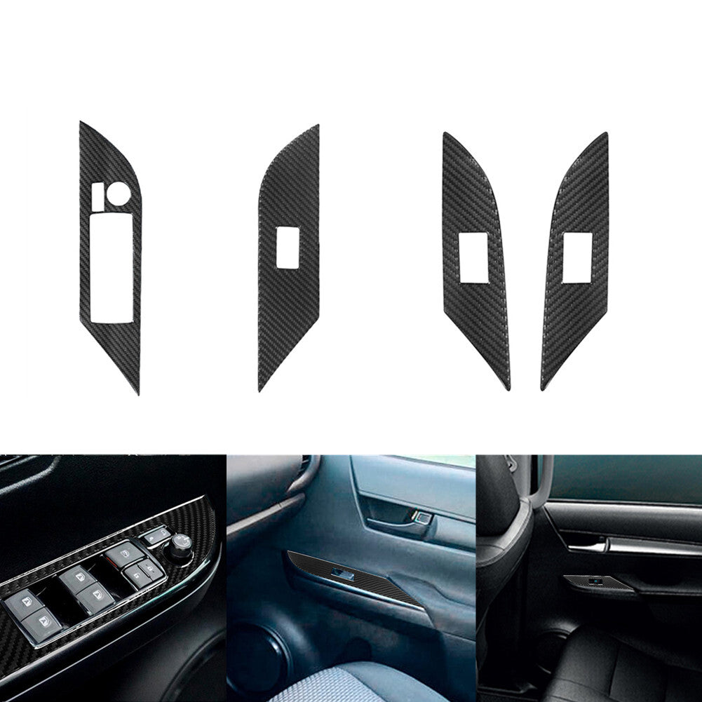 4X Carbon Fiber Door Control Panel Cover Trim for Toyota Hilux 2015-2021 Type A