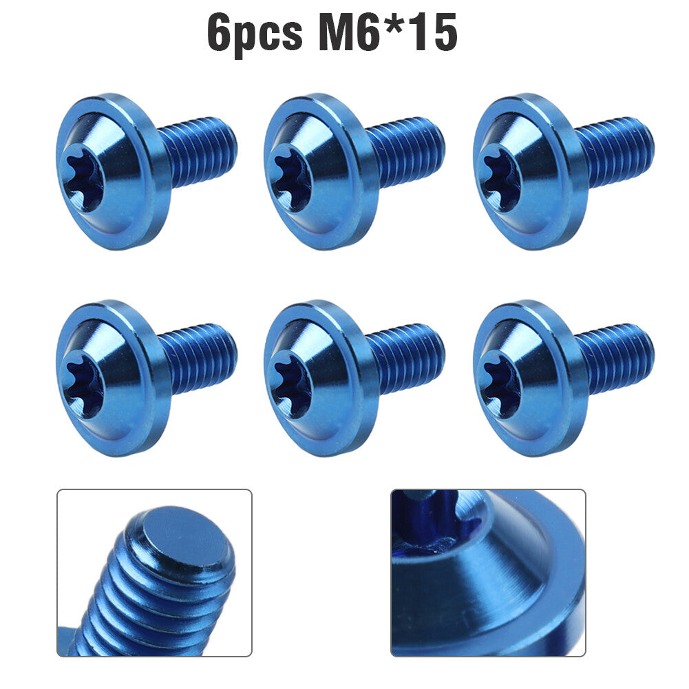 6pcs Alloy Bolts Truss Torx Head Screws M6x15mm For Motorcycle Blue