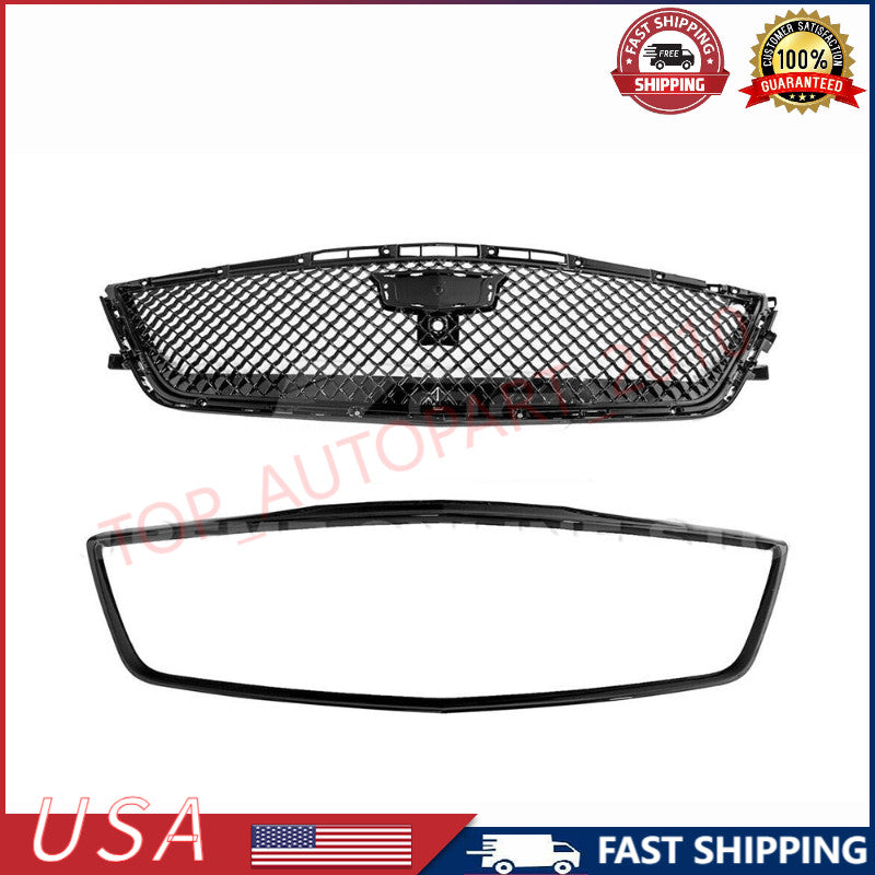 Front Bumper Grille Cover For 2016-2018 for Cadillac CT6 Blackwing Style GLOSS BLACK