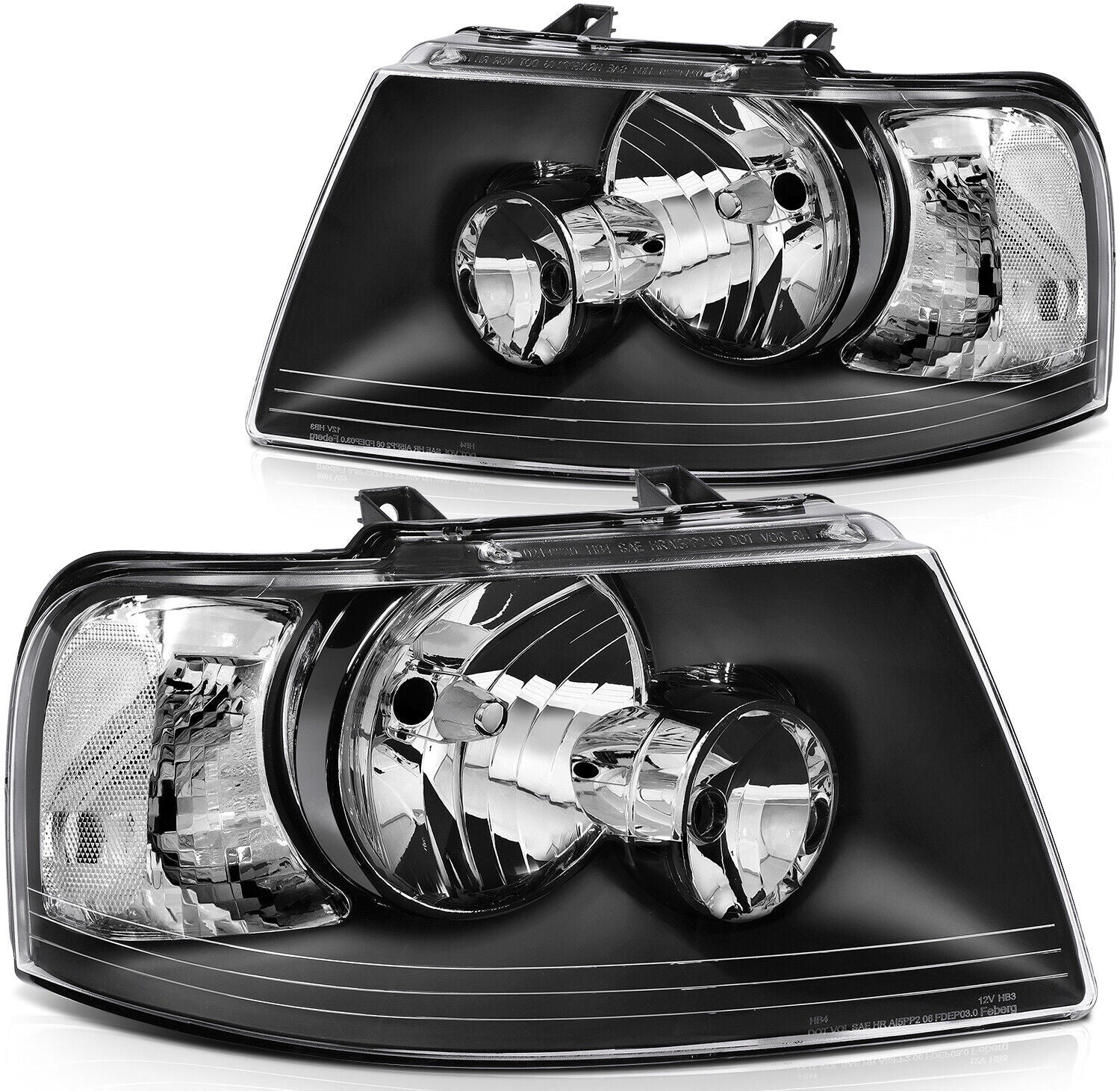 For 2003-2006 for Ford Expedition Front Black Left+Right Lamps Headlights Assembly
