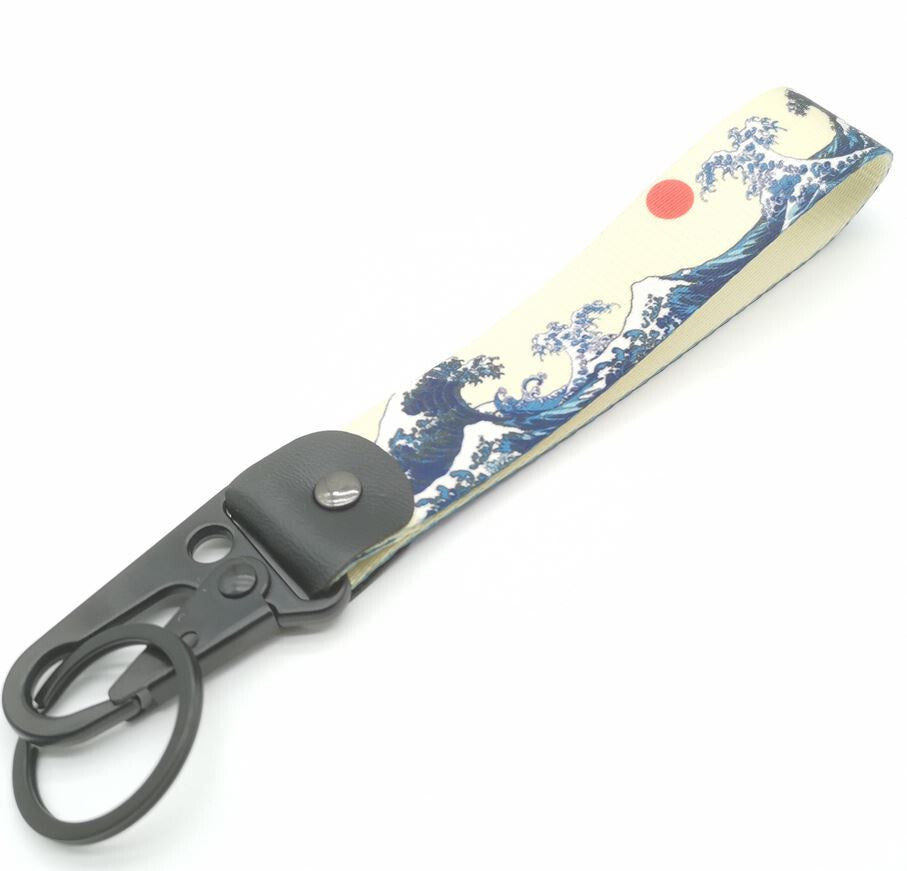1. Car keychain/ring with lanyard, car accessory suitable for wavy blue for Toyota