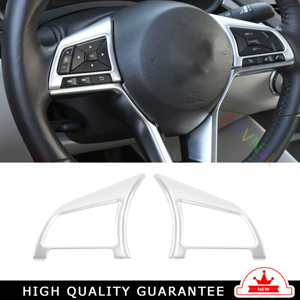 Steering Wheel Button Frame Trim 2X for Nissan Altima Teana 2019-22 Matte Silver