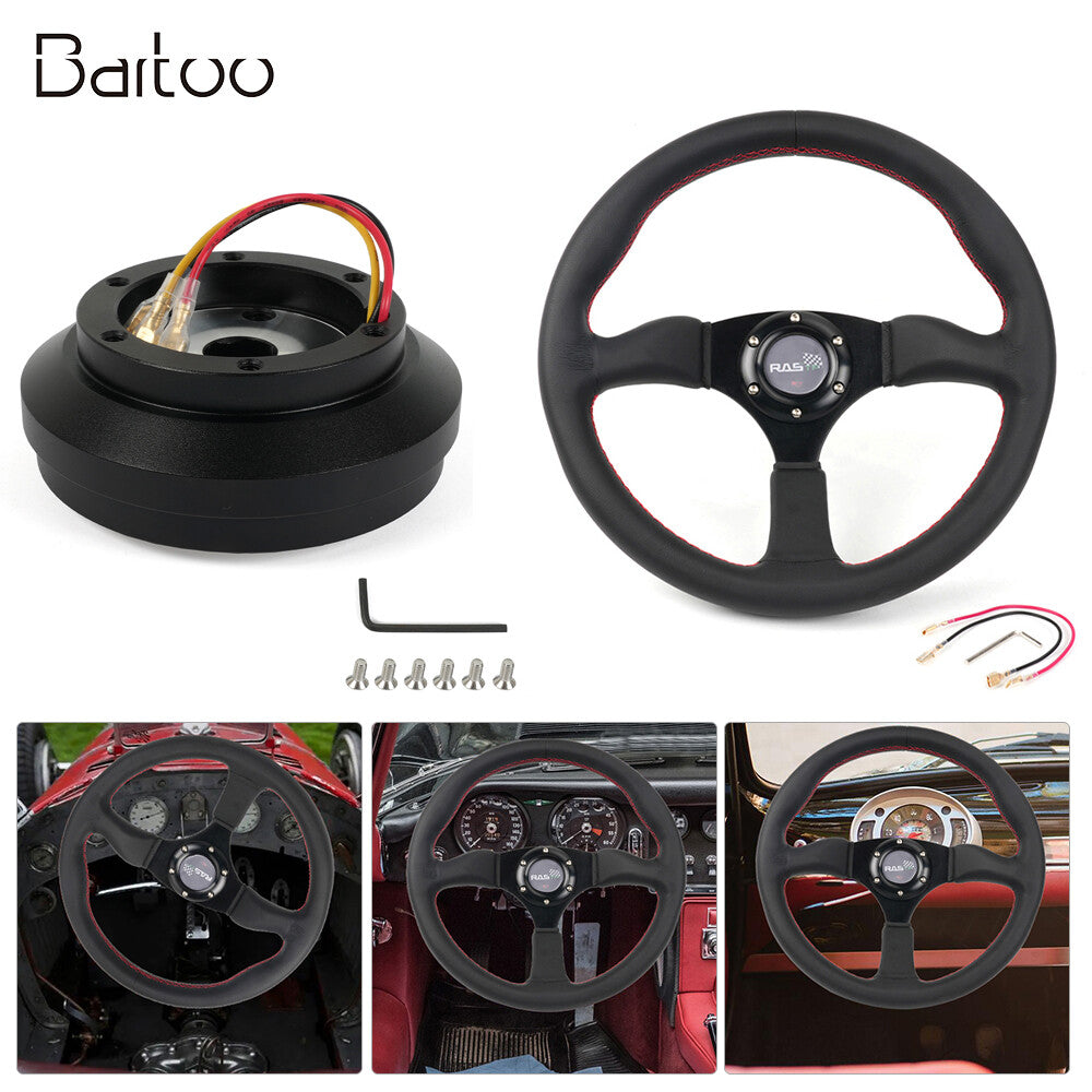 14 Genuine Leather Steering Wheel with Hub Adapter for Ford for Mustang 1984-2004