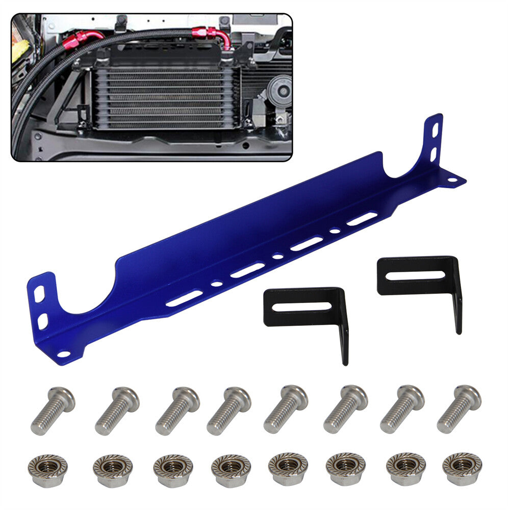 Oil Cooler Bracket Universal 262mm Transmission Oil Cooler Mounting Bracket Blue
