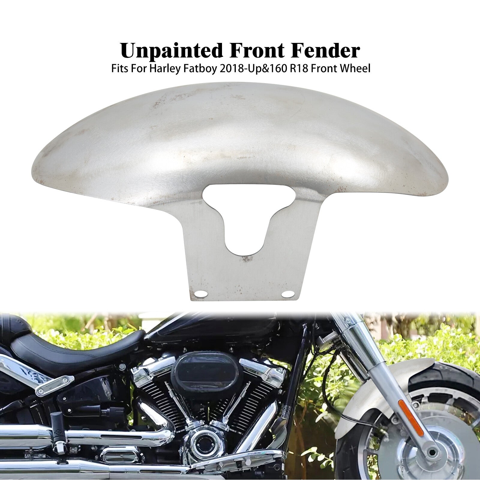 Unpainted Front Short Fender Fit for Harley M8 Fatboy FLFBS 160 R18 Wheel 18-23