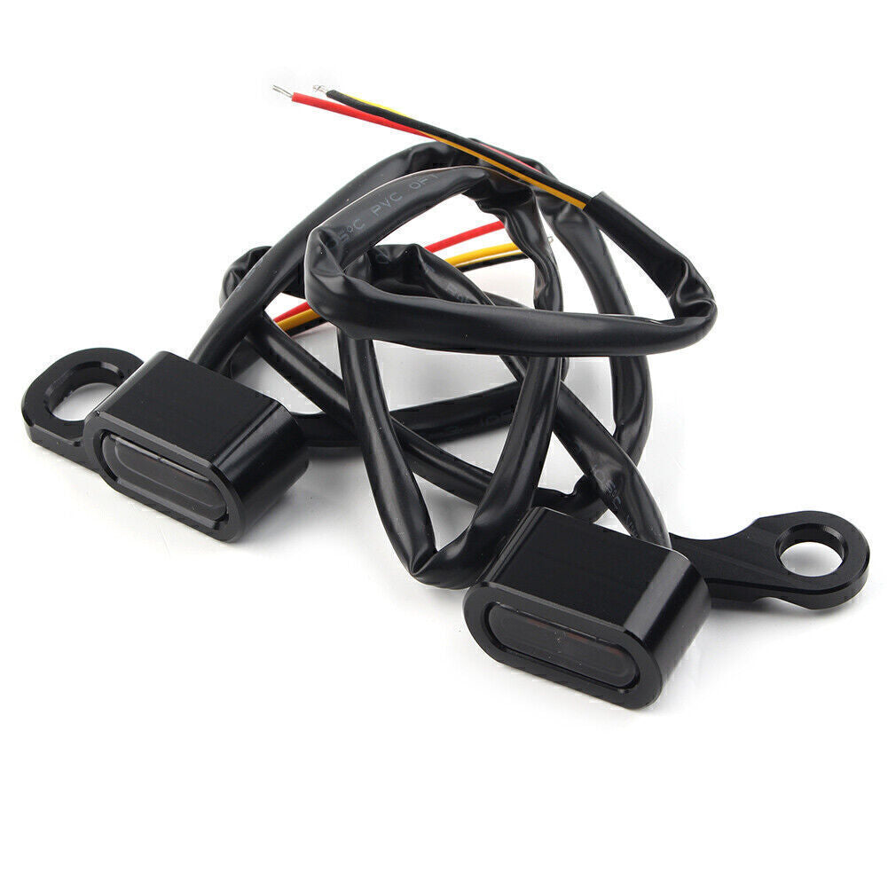 for Mini LED Turn Signal Indicator Amber Light Blinker Lamp Handlebar Kit Black