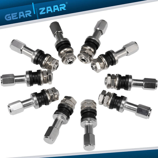 Stainless Steel 10pcs Set Wheel Tire Valve Stems Hight Pressure Bolt in w/ Caps