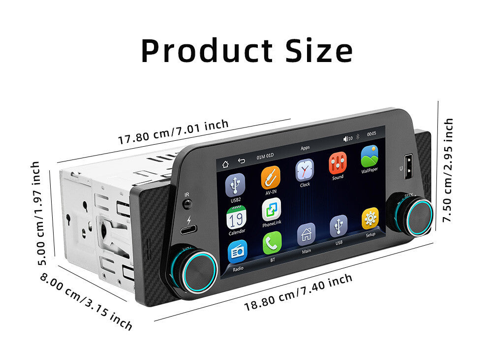 Single Din For Apple Carplay Android Auto Car Stereo Radio Bluetooth MP5 Player