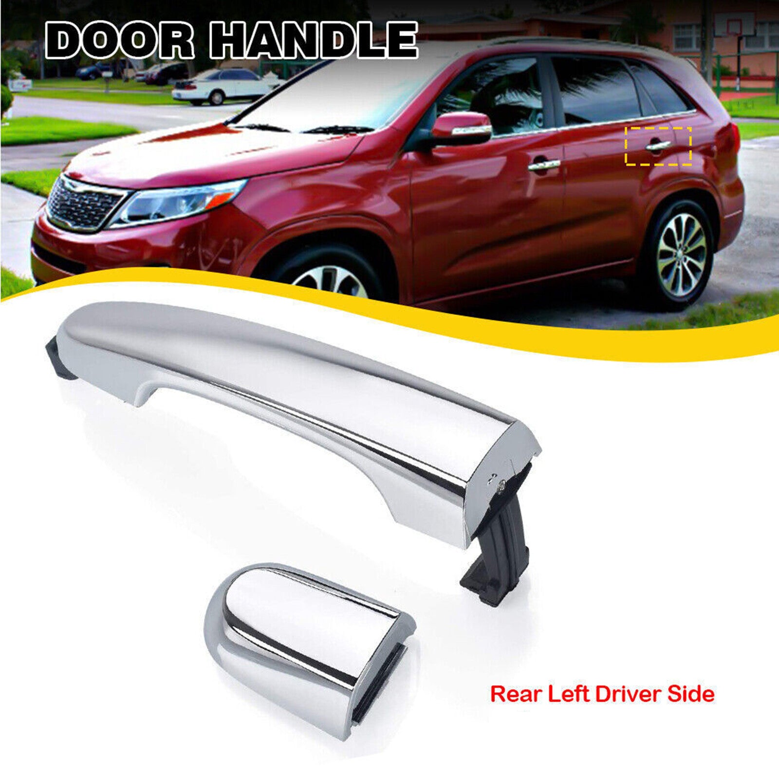 Exterior Door Handle for Kia Sorento 2011-2015 Rear Left Side Driver LH Chrome
