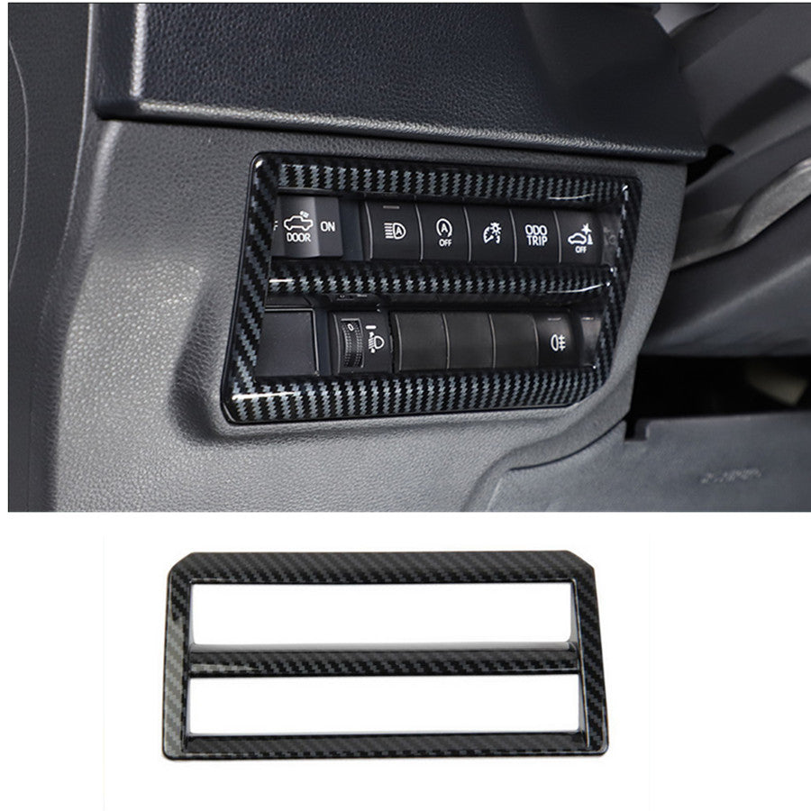 Carbon fiber headlight switch button frame trim for 2022 and 2023 for Toyota Tendera (1 piece)