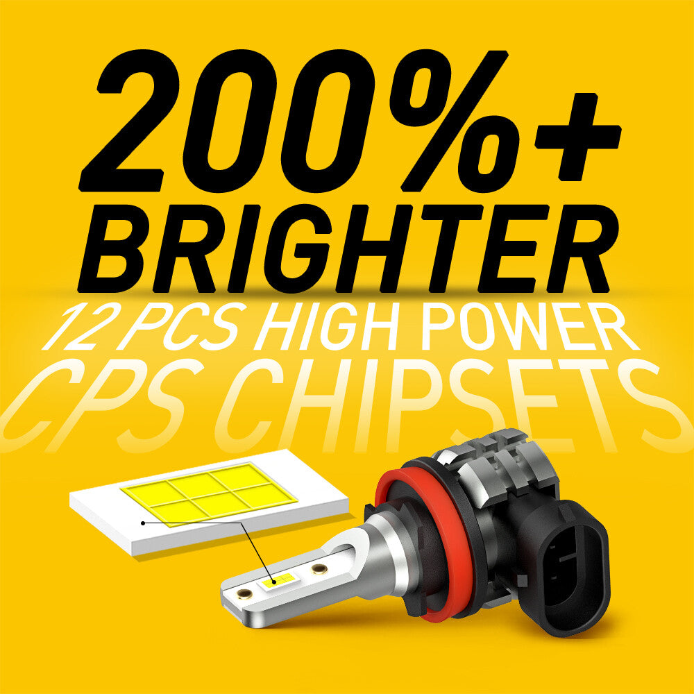 2-Piece AUXITO LED Fog Light Bulbs H8 H11 6000K Bright White DRL High Power New Lights