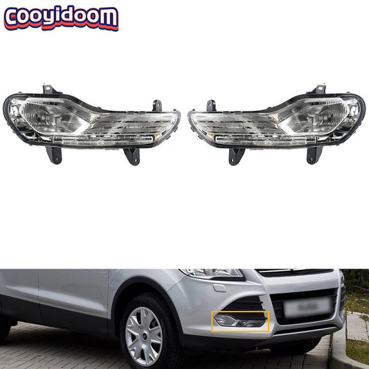 A pair of front fog lights (DRL) and halogen driving lights are suitable for 2013-16 for Ford Escape Kuga.