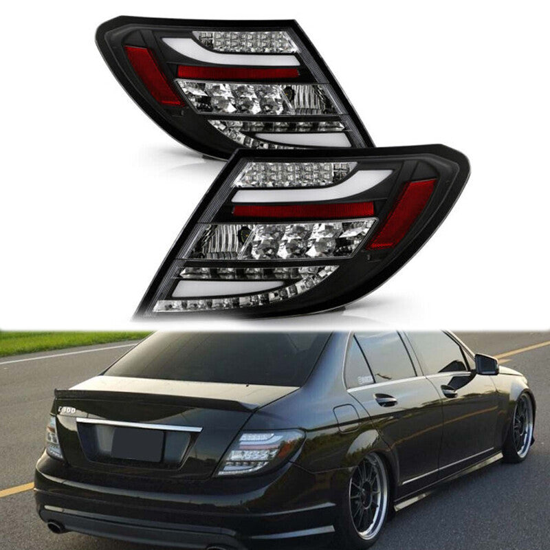 for Mercedes W204 C-Class 2011-14 Led Perform Tail Lights Lamp Left+Right Black