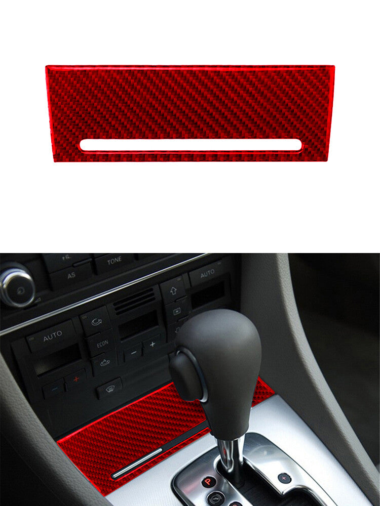 Red Carbon Fiber Cigarette Lighter Panel Trim Sticker for Audi for A4 S4 2005-2008
