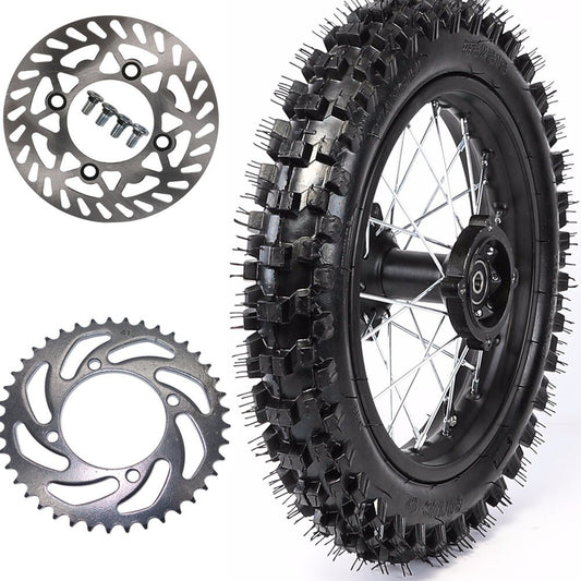 12-inch rear wheel, 80/100-12 tire, 3.00-12 rim, rotor sprocket suitable for pit bike SSR 125CC