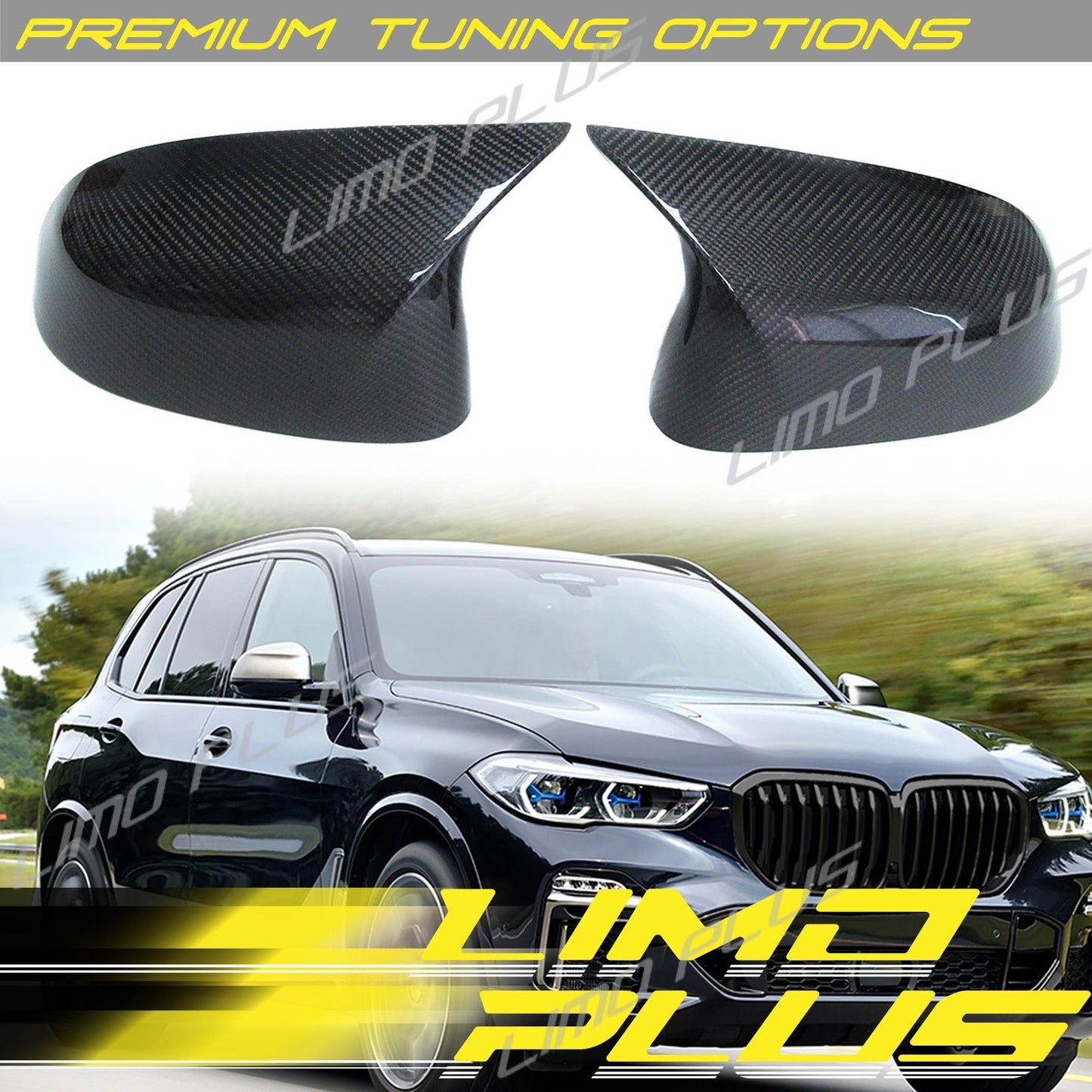 Real Carbon Fiber Mirror Cover Caps Replacement for BMW X3 G01 X4 G02 X5 G05