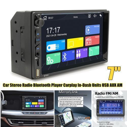 Auto Bluetooth Touch Screen 7 Double DIN Stereo Radio Carplay USB Aux TF Card