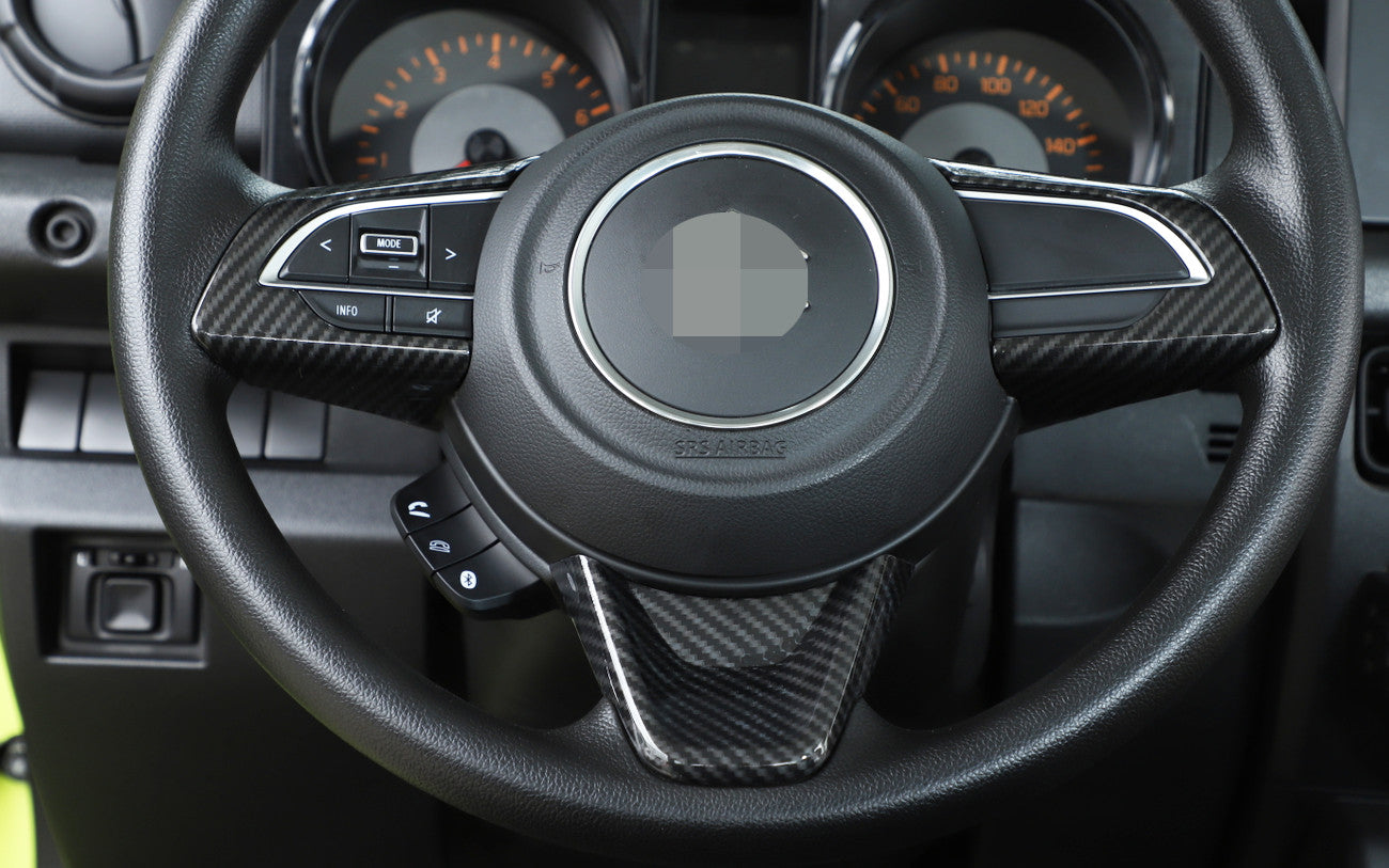 Interior Steering Wheel Panel Trim Fit for Suzuki for Jimny 2019-23 ABS Carbon Fiber