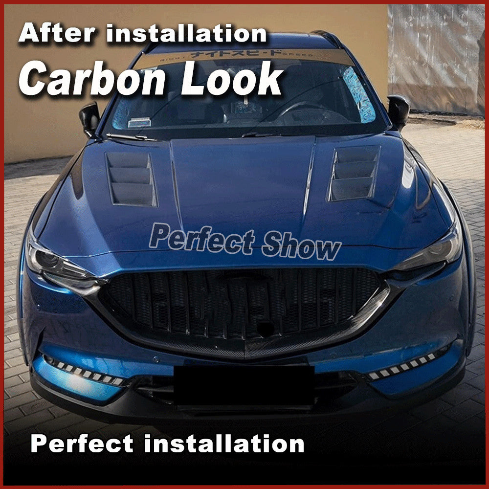 for Mazda CX-5 CX5 CX-8 2017-2020 Front Grill Grille Molding Cover Carbon Look