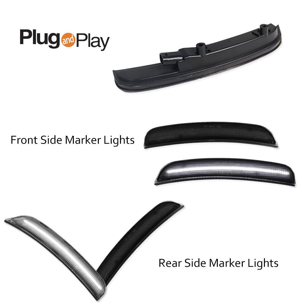 4-Pack LED Side Marker Lights Front and Rear Smoked White LEDs for 15-22 for Dodge Chargers