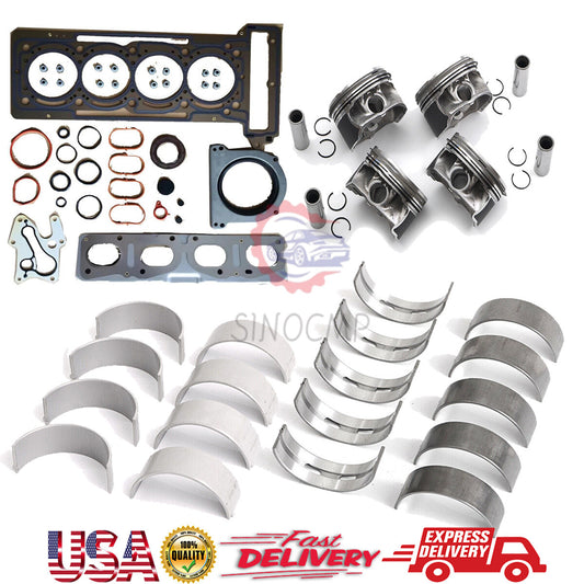 Engine Rebuild Pistons Gaskets Overhaul Kit w/ Bearings Set for Mercedes-Benz