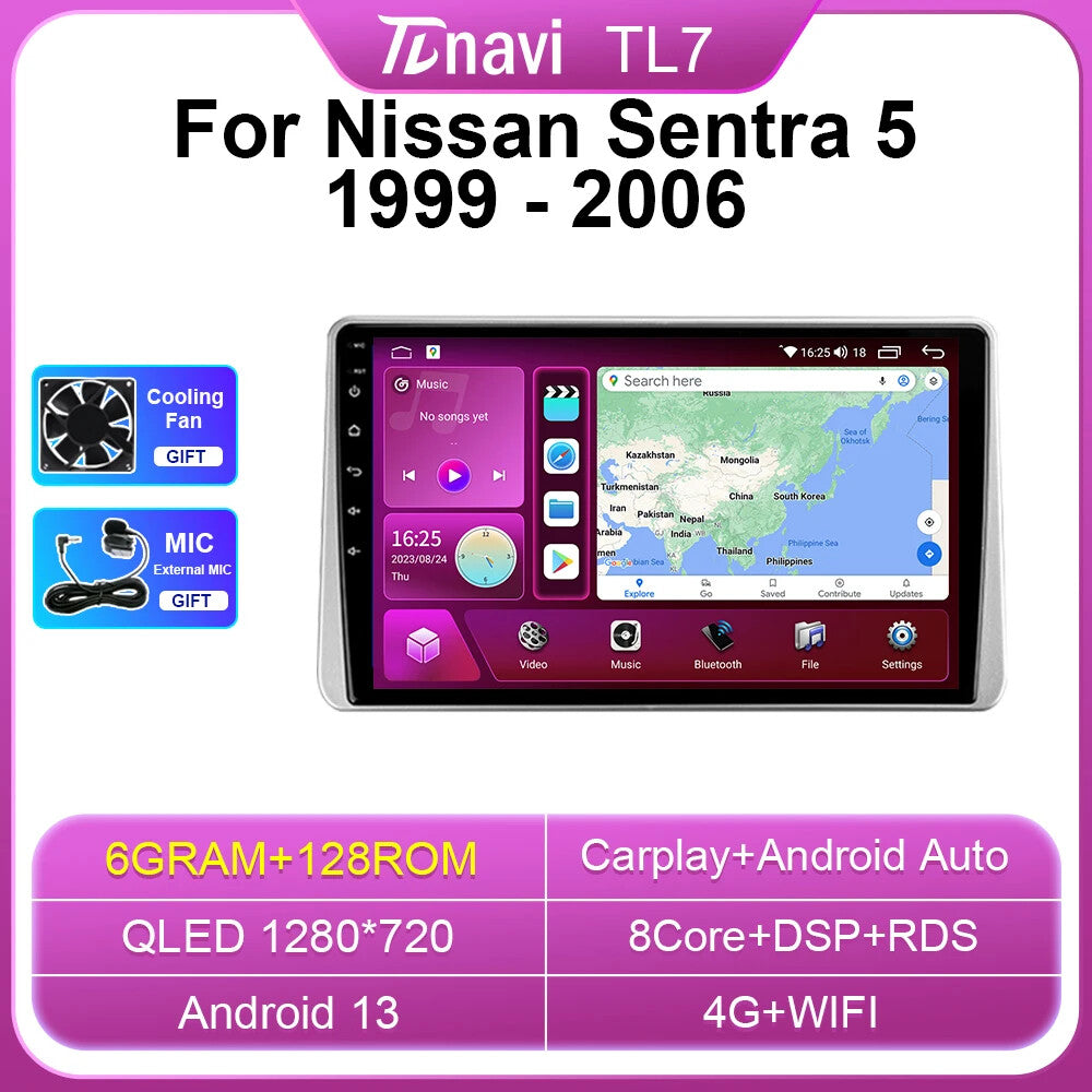 for Nissan Sentra 5 1999-2006 CarPlay Car Stereo Radio GPS Multimedia Player